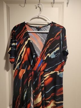 Torrid Black and Orange Abstract Top